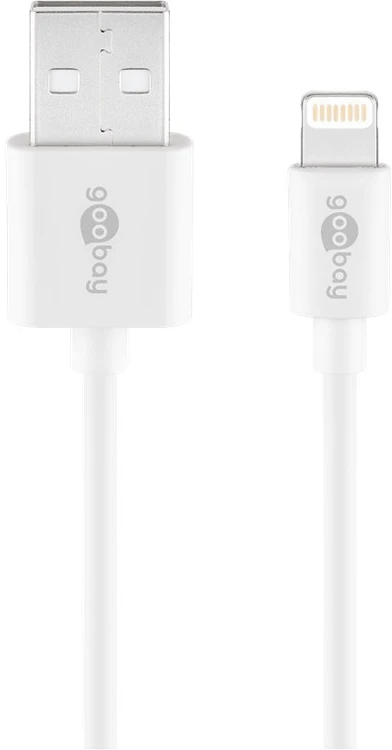 Goobay „Lightning“ USB įkrovimo ir sinchronizavimo laidas, 3 m, 3 m, „Lightning“, USB A, kištukas, kištukas, baltas