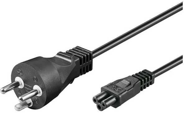 Goobay Maitinimo kabelis Danija, 2 m, juodas, 2 m, K tipo maitinimo kištukas, C5 jungtis, H05VV-F3G, 250 V