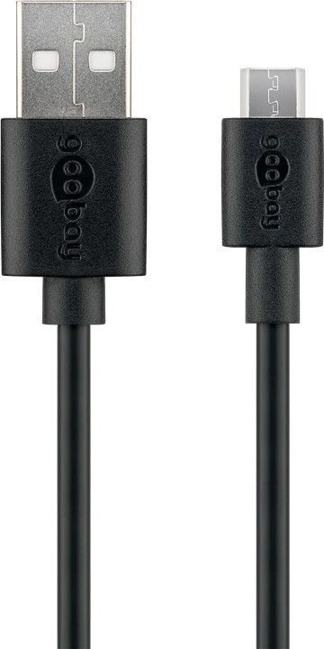 Goobay „Micro-USB“ greitojo įkrovimo ir sinchronizavimo kabelis, 1 m, 1 m, USB A, „Micro-USB B“, USB 2.0, 0,48 Gbit/s, juodas