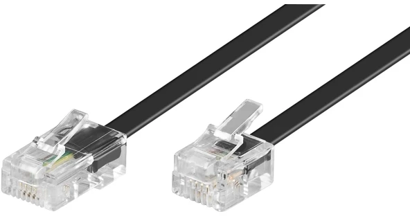 Goobay GOOBAY 10x Modulinis prijungimo kabelis 10m juodas RJ11 / RJ14 kištukas 6P4C iki RJ45 kištukas 8P4C DSL modemo/maršrutizatoriaus prijungimui prie skirstytuvo - 68578