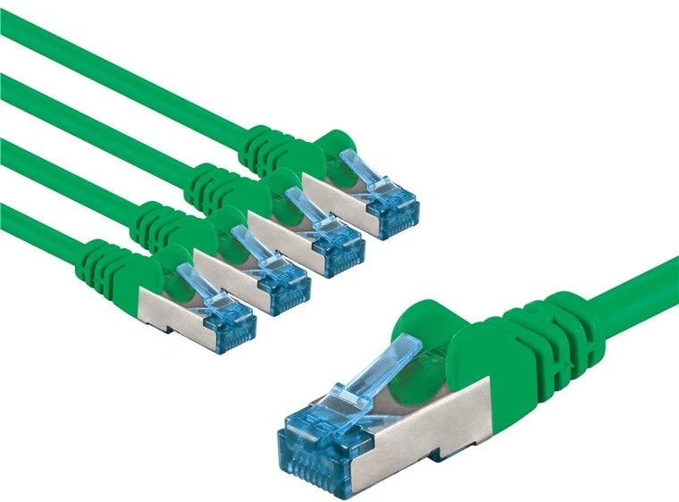 Goobay CAT 6A kabelis krosowy, S/FTP (PiMF), 2 m, žalia, komplektas 5 - Długość kabla 2 m (RB69364)