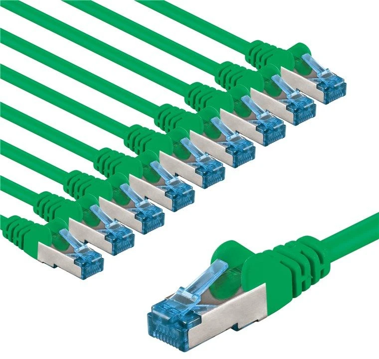 Goobay Tinklo kabelis CAT 6A, S/FTP (PiMF), 2 m, žalias, rinkinys iš 10 vnt.