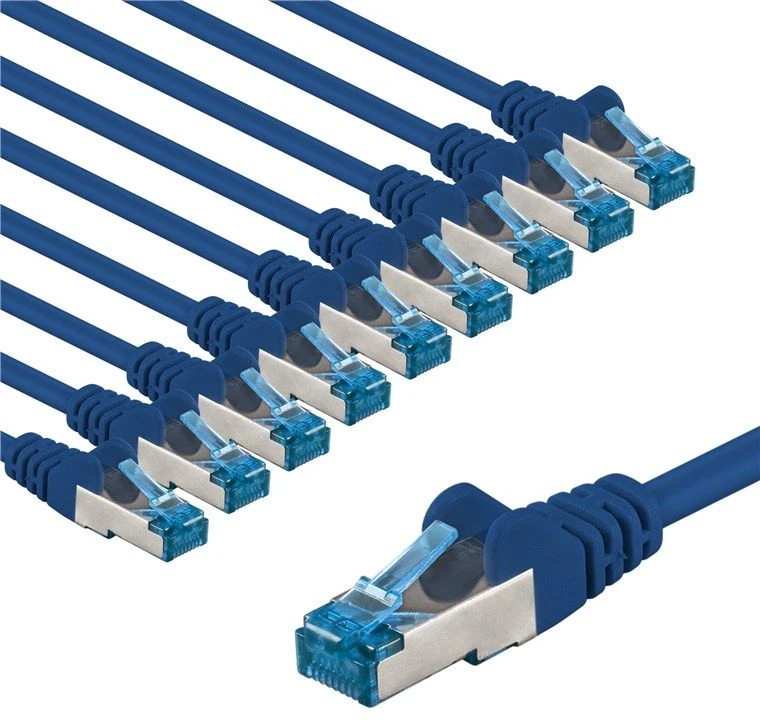 Goobay Tinklo kabelis CAT 6A, S/FTP (PiMF), 5 m, mėlynas, rinkinys iš 10 vnt.