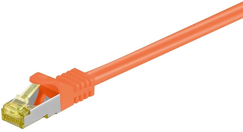 „Goobay Wentronic goobay“ – Komutacinis kabelis – RJ-45 (M) į RJ-45 (M) – 25 cm – SFTP, PiMF – Cat.7 žalias kabelis – be halogenų, profiliuotas, be kabliuko – Oranžinis (91570)