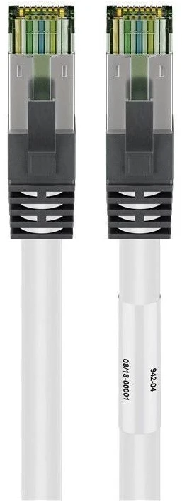 Goobay RJ45 (CAT 6A, 500 MHz) pataisymo kabelis su CAT 8.1 S/FTP neapdorotu kabeliu, baltas, 7,5 m, 7,5 m, Cat8.1, S/FTP (S-STP), RJ-45, RJ-45, Baltas