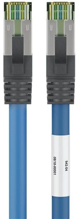 Goobay RJ45 (CAT 6A, 500 MHz) sujungimo kabelis su CAT 8.1 S/FTP neapdorotu kabeliu, mėlynas, 10m, 10 m, Cat8.1, S/FTP (S-STP), RJ-45, RJ-45, Mėlynas