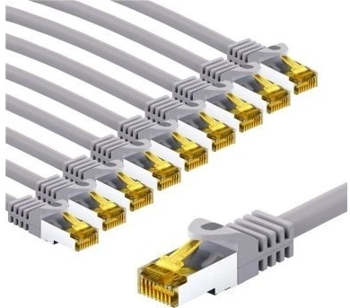 Goobay RJ45 CAT 6A S/FTP (PiMF) pataisinis kabelis, 500 MHz, su CAT 7 neapdorotais kabeliais, 3 m, pilkas, 10 rinkinys - Kabelio ilgis 3 m