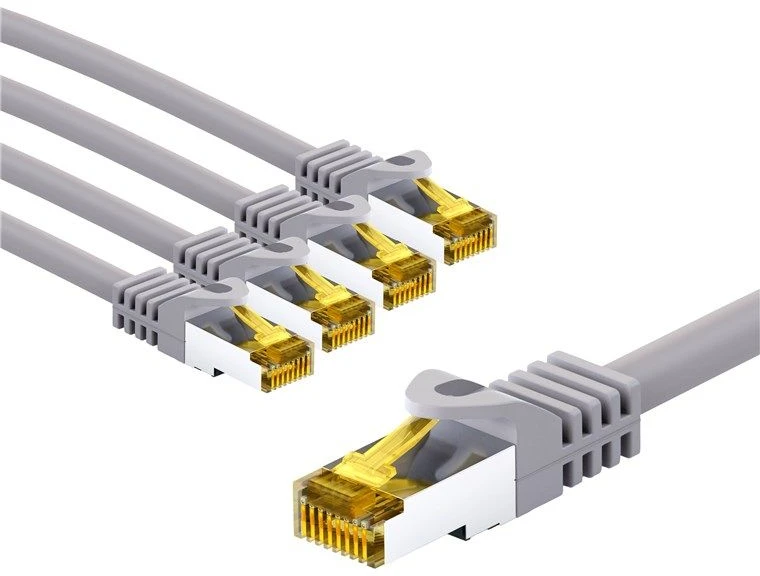 Goobay RJ45 krosavimo kabelis CAT 6A S/FTP (PiMF), 500 MHz, su neapdorotu CAT 7 kabeliu, 2 m, pilka, rinkinys 5 - Kabelio ilgis 2 m