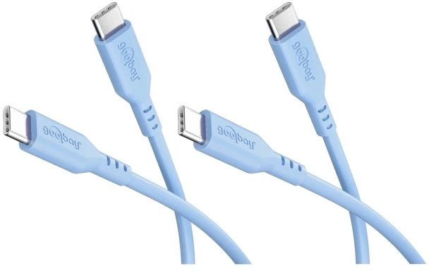 Kabelis USB Goobay Rinkinys 2 silikonowych kabli USB-C, 1,5 m, mėlyna