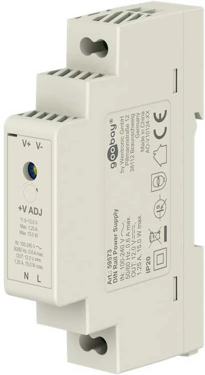 Maitinimo šaltinis na szynę DIN Goobay 12V 1.25A 15W IP20