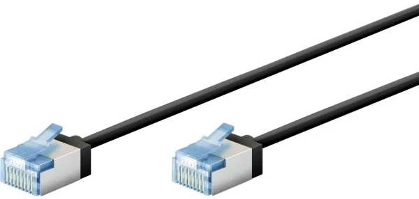Goobay ypač elastingas CAT 6A kabelis krosinis, plonas, U/FTP, juodos spalvos - Kabelio ilgis 5 m