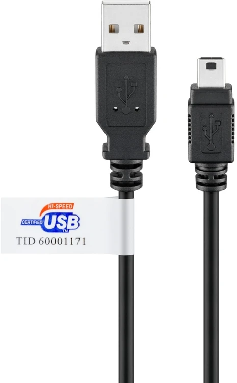 „Goobay USB 2.0“ didelės spartos laidas nuo USB A iki 1,8 m mini USB [USB 2.0 kištukas (A tipas) > USB 2.0 mini kištukas (B tipas, 5 kontaktų)]