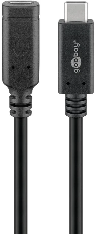Goobay USB-C prailginimo kabelis USB 3.2 2-oji karta, 1 m, juodas, 1 m, USB C, USB C, USB 3.2 Gen 2 (3.1 Gen 2), 10 Gbit/s, juodas