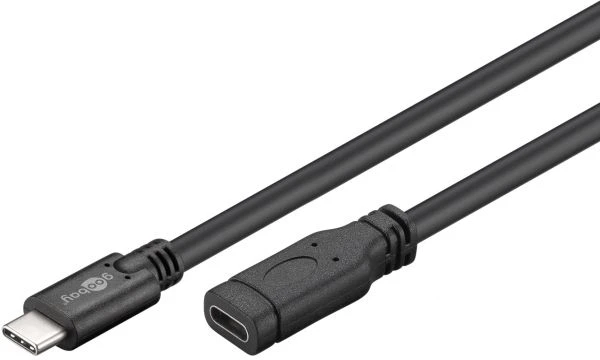 Goobay USB-C prailginimas (USB 3.1 1-oji karta), juodas, 1 m, 1 m, USB C, USB C, USB 3.2 Gen 1 (3.1 Gen 1), 5 Gbit/s, juodas