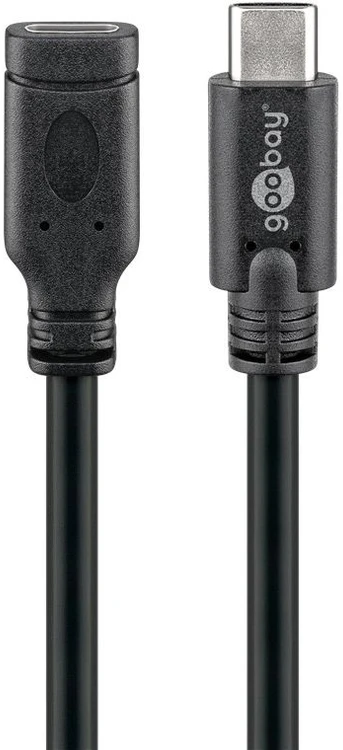 Goobay USB-C prailginimas (USB 3.1 1-oji karta), juodas, 1 m, 1 m, USB C, USB C, USB 3.2 Gen 1 (3.1 Gen 1), 5 Gbit/s, juodas