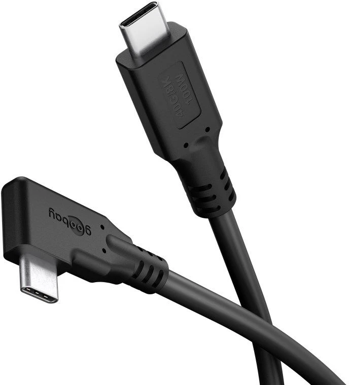 Goobay USB-C™ 90° kabelis, USB4™, 1 m, juodas 1 m