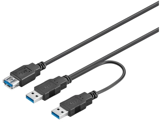 Goobay USB-A – 2x USB-A laidas, 0,3 m juodas (RB95749)