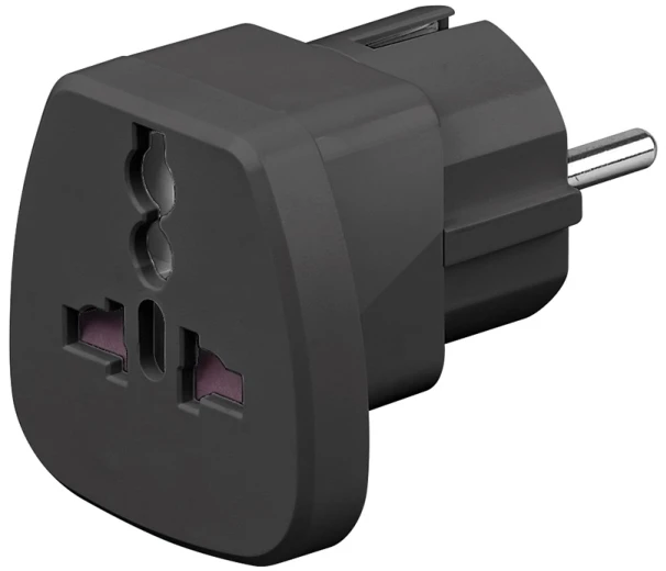 Goobay 94028 World to EU Travel Adapteris, kelionių adapteris (UK, US, IT, CH, į EU), Juoda