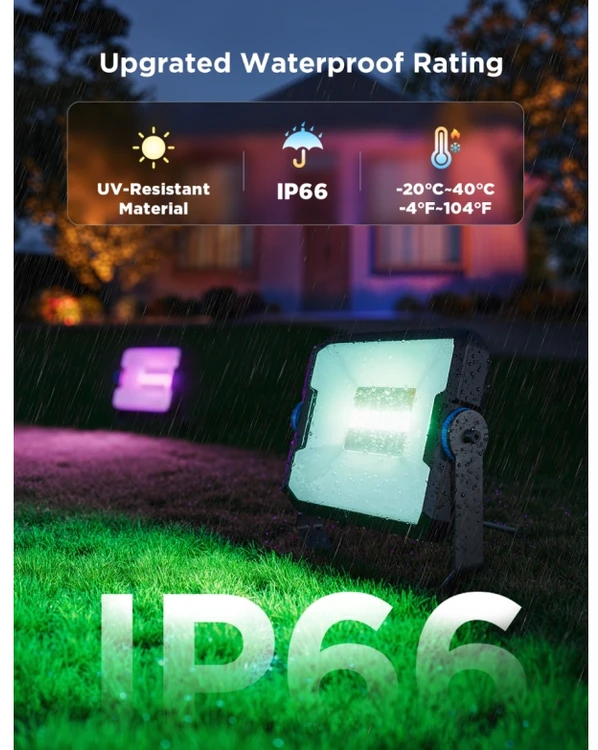 „Govee H8057“ lauko prožektoriai 2 | LED prožektoriai | „Wi-Fi“ + „Bluetooth“, RGBWW, IP66