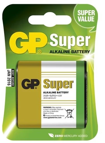 GP Battery GP baterijos Super Alkaline 4.5V, Vienkartinės baterijos, 4.5V, Šarminė, 4.5 V, 1 vnt., Daugiaspalvė
