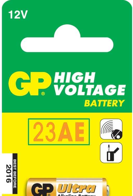 GP Battery GP baterijos, aukštos įtampos, 23 A, vienkartinės baterijos, šarminės, 12 V, 1 vnt., daugiaspalvės, lizdinė pakuotė