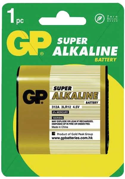 GP Super Alkaline 4.5V baterija pakuotėje