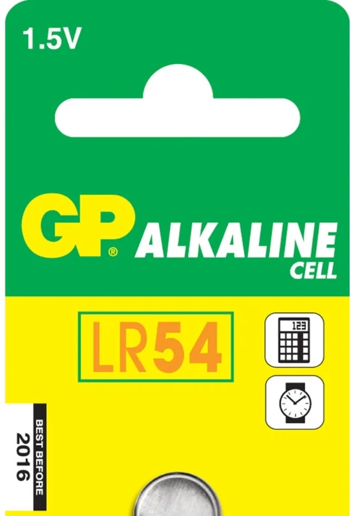 ALKALINE BATTERY AG10 LR54 LR1130 V10GA 1.5V GP BLISTER 1 PACK