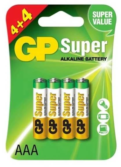 GP AAA šarminės baterijos 4+4 pakuotė