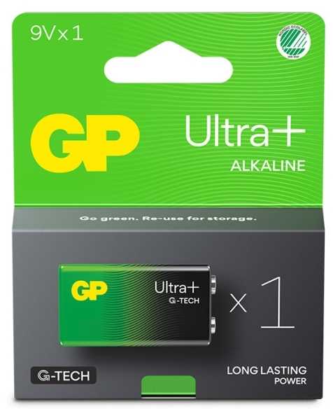 GP Baterija GP - „Ultra Plus“ šarminė 9 V baterija, 1604AUP/6LF22 (1 vnt. pakuotė)