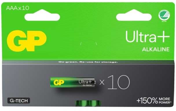 GP Ultra Plus Alkaline Baterija, Size AAA, 24AU/LR03, 1.5V, 10-pack