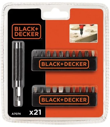 Grąžtas Black & Decker Juodas+DECKER Rinkinys AKCESORIÓW 21szt.