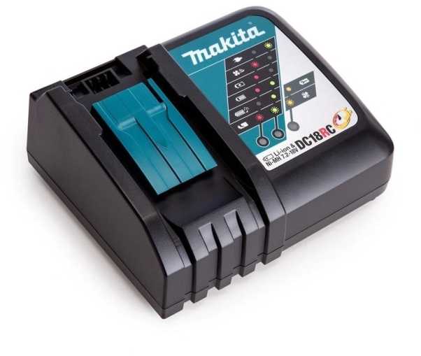 Grąžtas Makita DC18RC, Akumuliatoriaus įkroviklis, 18 V, Makita, Juodas, 230 V, Ličio jonų (Li-Ion), Nikelio-metalo hidrido (NiMH)
