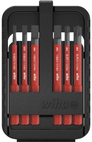 Grąžtas Wiha „slimBit“ elektrinių antgalių rinkinys, 6 vnt., Pozidriv, lizdas, PZ 1, PZ 2, 2,5, 3,5, 5,5, 6,5 mm, 142 g
