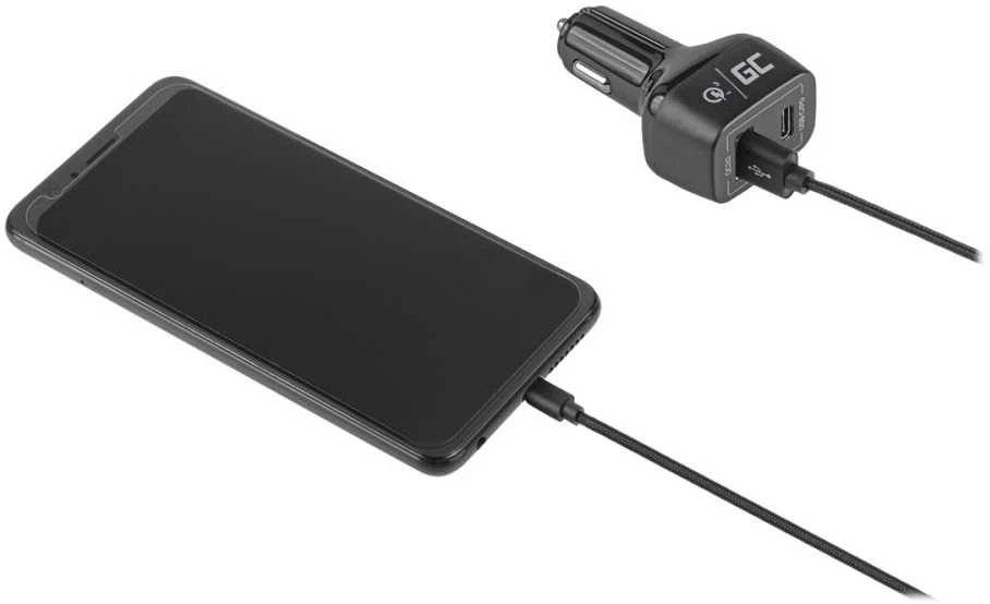 Green Cell Žalias Cell GREENCELL CAD33 automobilinis įkroviklis Žalias Cell USB-C maitinimo tiekimas + USB greitas įkrovimas 3.0