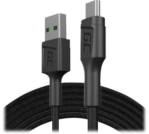 Green Cell Žalias Cell GREENCELL laidas GC PowerStream USB-A – Micro USB 120cm Ultra Charge QC 3.0