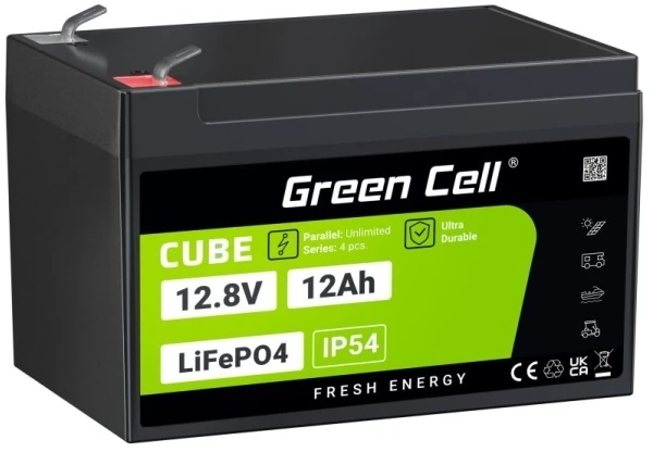 Green Cell „Žalias Cell“ Žalias Cell LFPGC12V12AH UPS akumuliatorius ličio geležies fosfatas (LiFePO4) 12,8 V 12 Ah