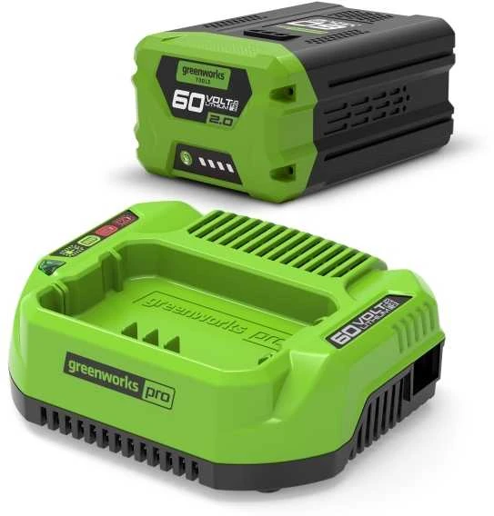 Greenworks 60V 2.0Ah akumuliatorius ir įkroviklis