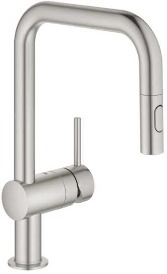 Grohe virtuves izlietnes maisītājs ar izvelkamu dušu Minta, supersteel