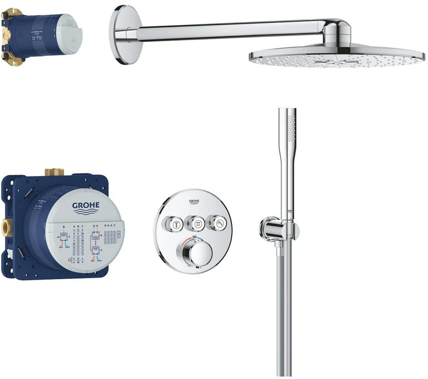 Potinkinė dušo sistema su potinkine dalimi GROHE Precision SmartControl su Vitalio SmartActive 310, chromo spalva