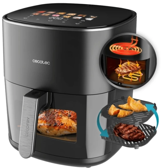 Black & Decker Juodas & Decker gruzdintuvė be aliejaus Cecotec CecoFry&Grilis Duoheat 6500