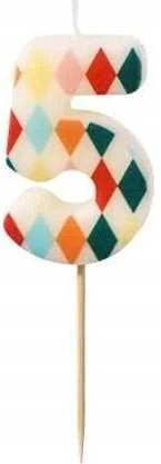 Party Deco PartyDeco gimtadienio žvakė Nr. 5, rombo formos, 55 cm, mišinio spalva 67240