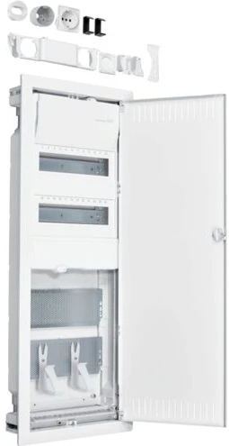 Hager HAG plastikinis hibridinis PT korpusas 24M 2x montavimo plokštės IP40 865x335x90 perforuotos durys Volta.Hybrid