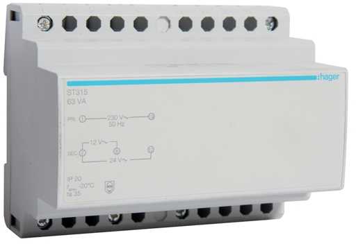 Hager ST315-TRANS.BEZP,12V/5,25A LUB 24V/2,63A
