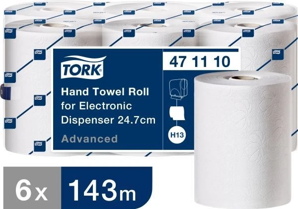 Rankų valymo popierius TORK elektriniams dozatoriams, 471110, 24.7 cm x 143 m, 2 sl., balta sp.