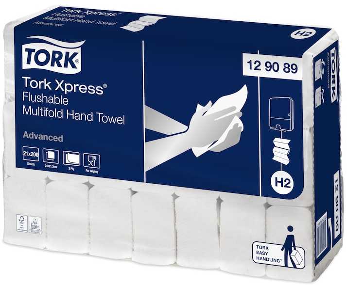 „Tork H2 Advanced“ nuplaunami dvisluoksniai popieriniai rankšluosčiai, 21 vnt. x 200 vnt.