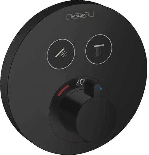 Hansgrohe termostata ShowerSelect S virsapmetuma daļa, ar 2 izejām, matēta melna