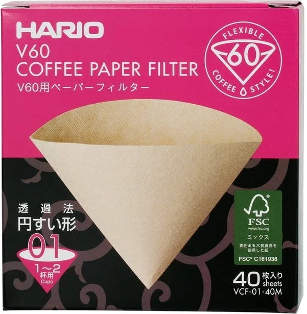 Hario - Misarashi rudo popieriaus filtrai - V60-01 - 40 vnt