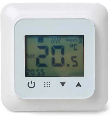Termostatas HEATCOM, HC60, su ekranu, kabinamas, baltas