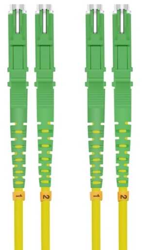 „helos LWL“ OS2 Duplex E2000® APC (LSH)-E2000 APC (LSH) 9/125µm geltonas, 2m