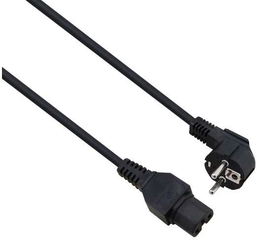 helos Netzanschlusskabel, Schutzkontaktstecker 90° auf C15, juodas, 1,8m